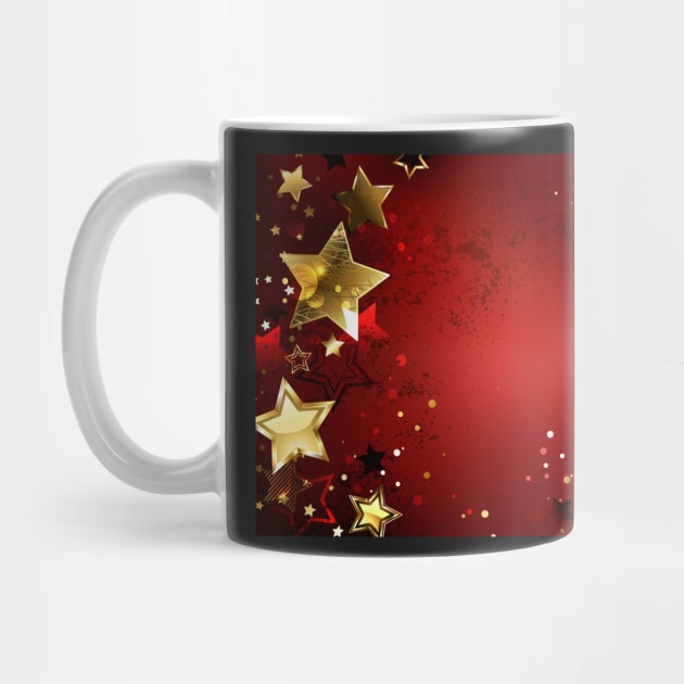 Red Background with Gold Stars by Blackmoon9